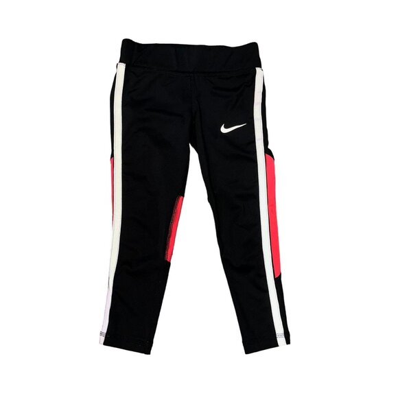 Nike Toddler DRIFIT Leggings Black Pink Size 4 Girls Reflective Pocket - Picture 1 of 3